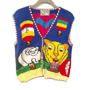 Cotton‎ Salsa Handmade One Size Hot Air Balloon Multicolor Sleeveless Knit Vest